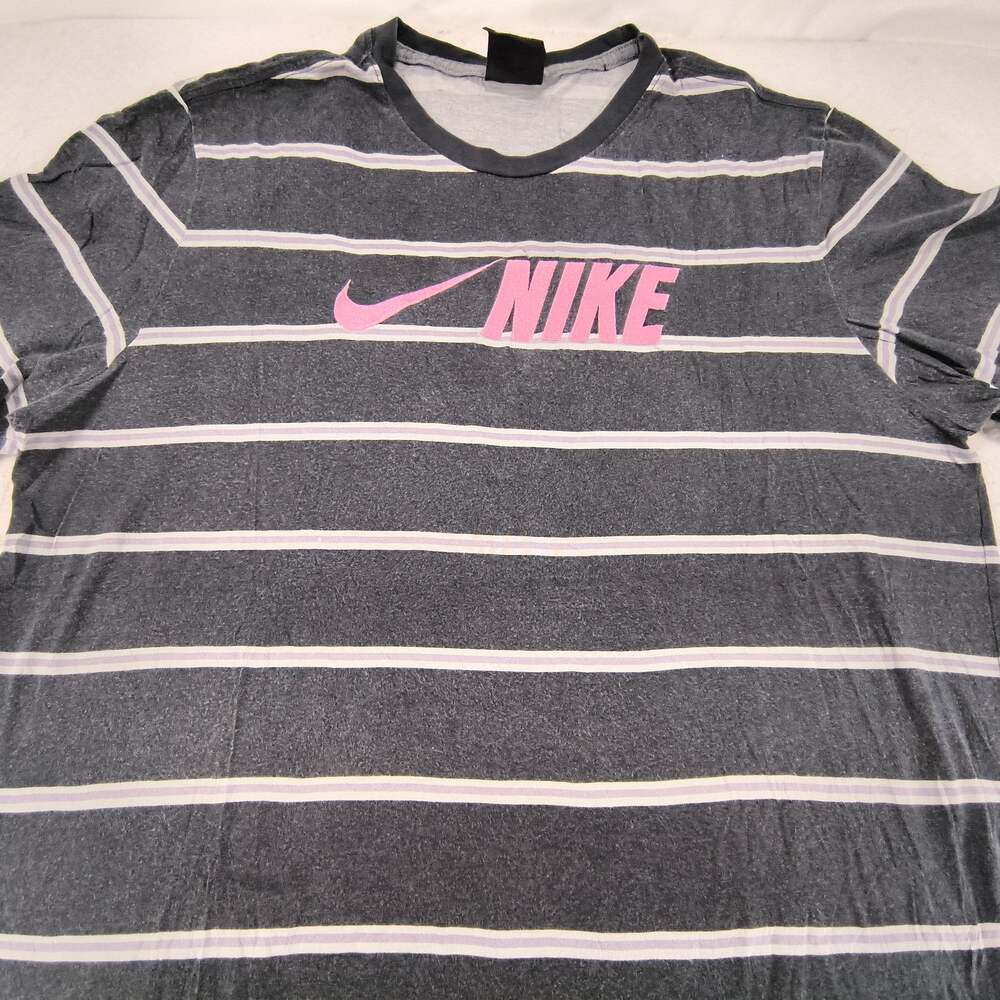 Nike Crew Neck Short Sleeve Shirt Mens Size Extra Large XL Gray White Pink